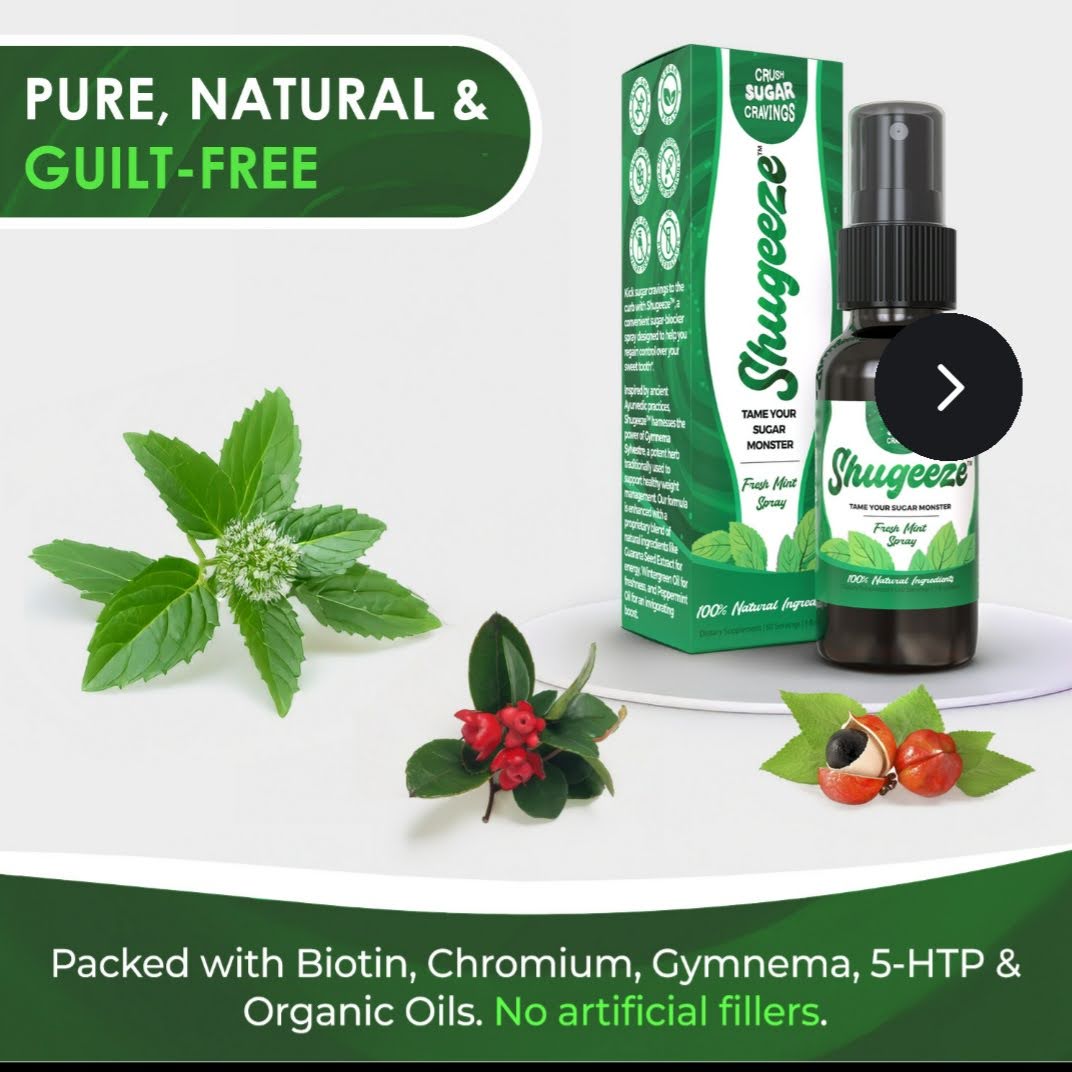 Shugeeze Sugar Craving Suppressant Mint Oral Spray - Fast-Acting, All-Natural Formula with Gymnema Sylvestre Extract - Sugar Blocker Supplement for Appetite Control - 1 oz