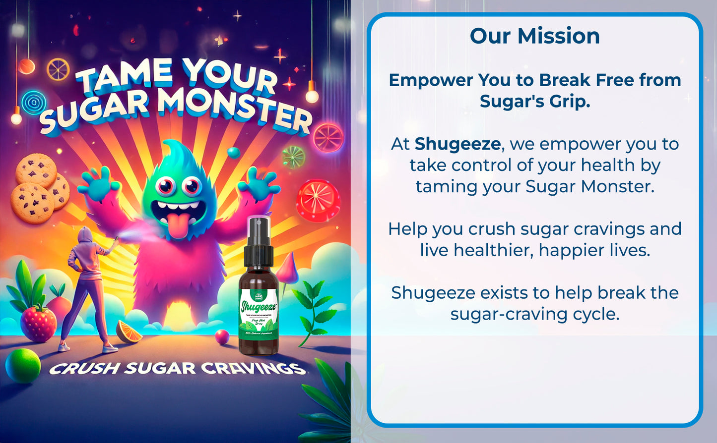 Shugeeze Sugar Craving Suppressant Mint Oral Spray - Fast-Acting, All-Natural Formula with Gymnema Sylvestre Extract - Sugar Blocker Supplement for Appetite Control - 1 oz