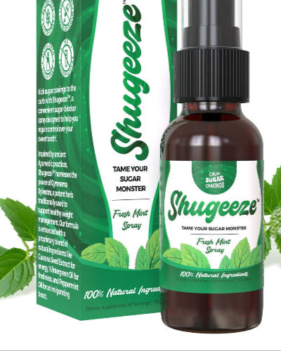 Shugeeze Sugar Craving Suppressant Mint Oral Spray - Fast-Acting, All-Natural Formula with Gymnema Sylvestre Extract - Sugar Blocker Supplement for Appetite Control - 1 oz